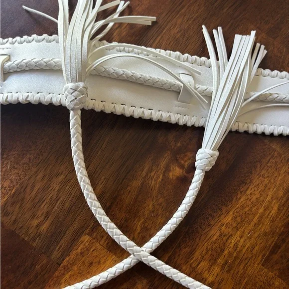 White House Black Market white Braided Obi Belt Xs/s - Picture 2 of 4